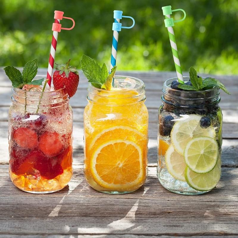 24x/set Rainbow Color Silicone Straw Tips Cover Reusable Drinking Dust Proof Straw Tip Covers 8mm Straw-Topper Straw Tip