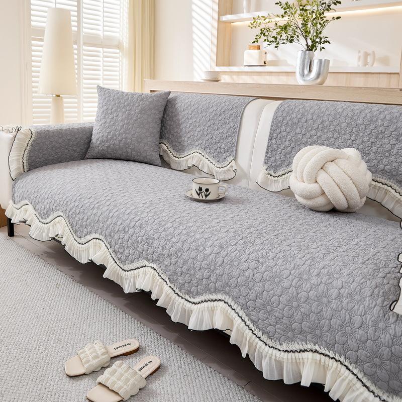 Cream Wind Sofa Cushion Universal In All Seasons  New Pure Cotton Summer Seat Cushion Sub-Cover Cloth Towel Fixed Non-Slip Cover