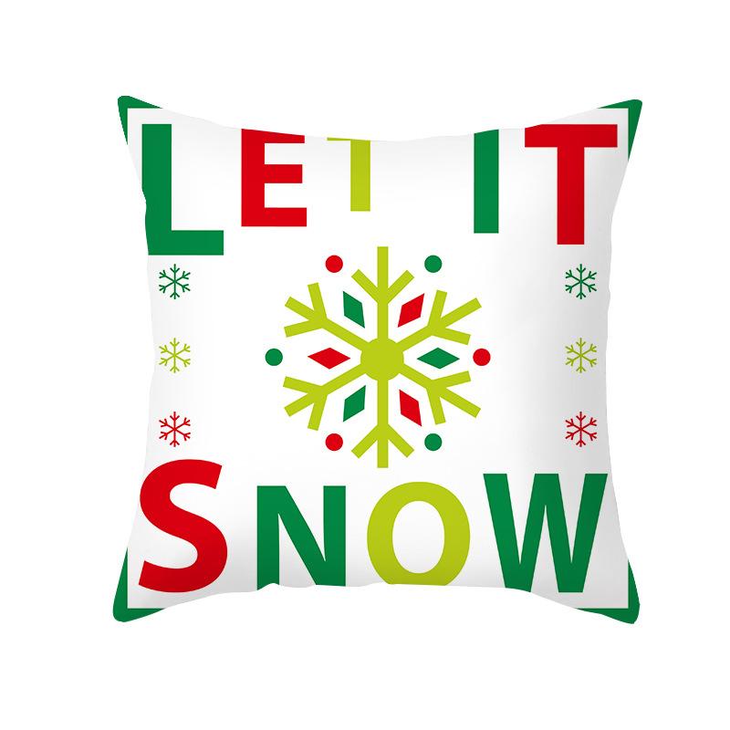 Home Products Christmas Cushion Cover Cartoon Letter Print Peach Skin Cushion Cover