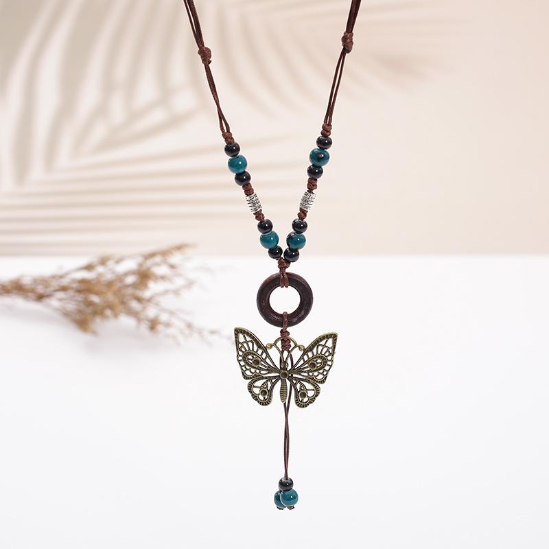 

Керамическая цепочка для свитера, аксессуары для одежды в стиле ретро и этнического стиля, геометрическое ожерелье для свитера на осень и зиму