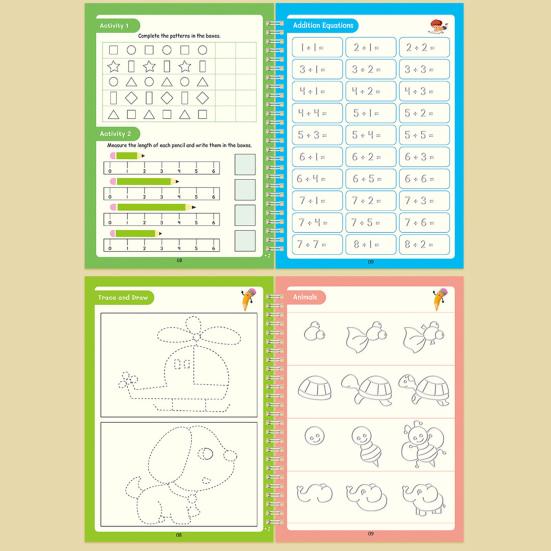 4Pcs Grooved Writing Practice Book with Pens Refills Pencil Gripper Reusable Kids Handwriting Practice Workbooks Alphabet Tracing Learning Book