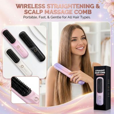 Hair Straightening Brush, Quick Styling Tool, Rechargeable Wireless Hair Straightening Device, Personal Care Comb