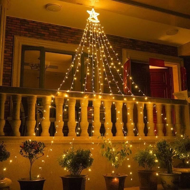 Outdoor Solar Sternenvorhanglichter für Weihnachtsdekoration und Gartenambiente