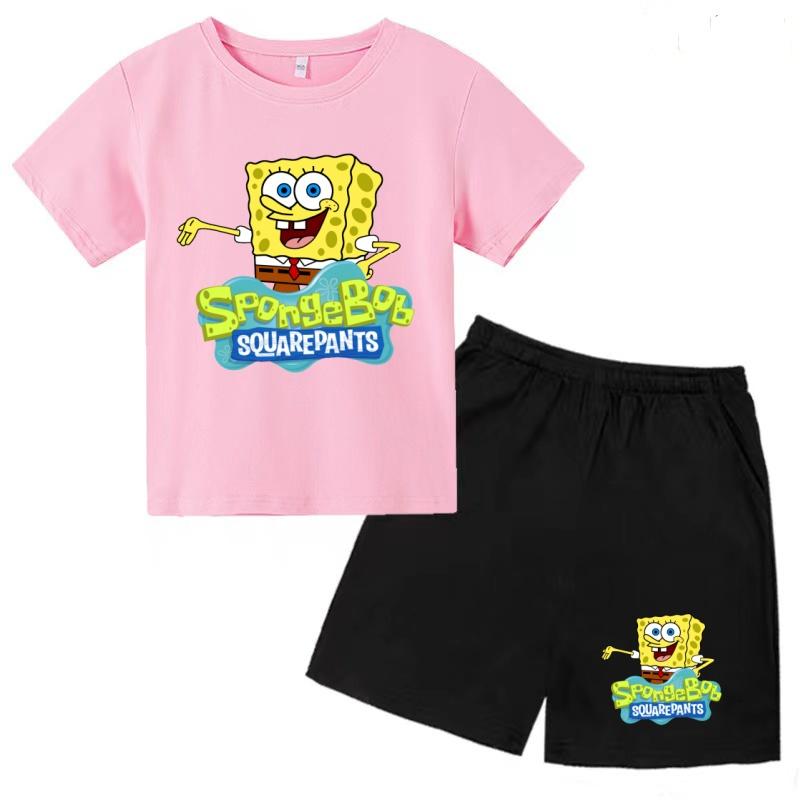 Children's Summer Cool Crew Neck T-Shirt, Short-Sleeve Top and Shorts Two-Piece Casual Party Sports Set