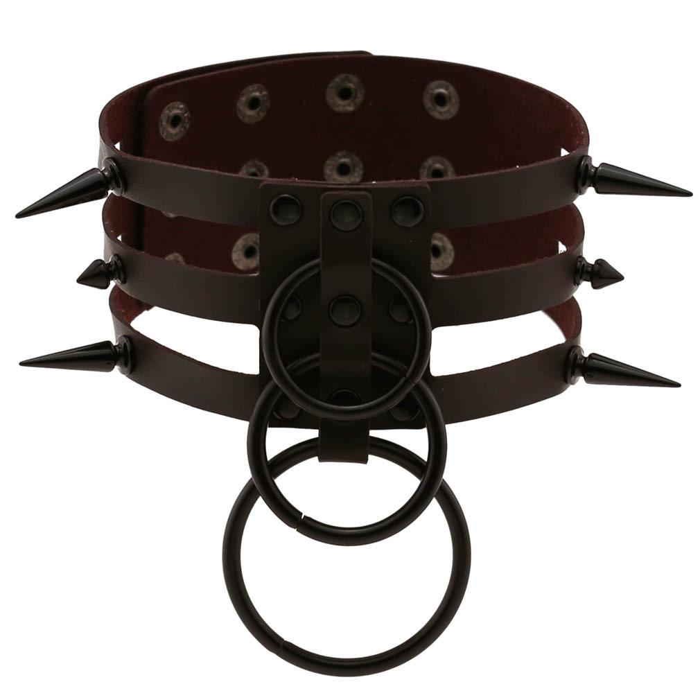 Fashion Women Men Black Rivet Leather Bondage Choker Necklace Punk Circle Spike Goth Collar Harajuku Necklaces Emo Witch Jewelry