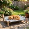 Moisture-proof Cat Elevated Bed Wooden Frame Cat Hammock Dog Cot Dog Sofa Bed  Kennel