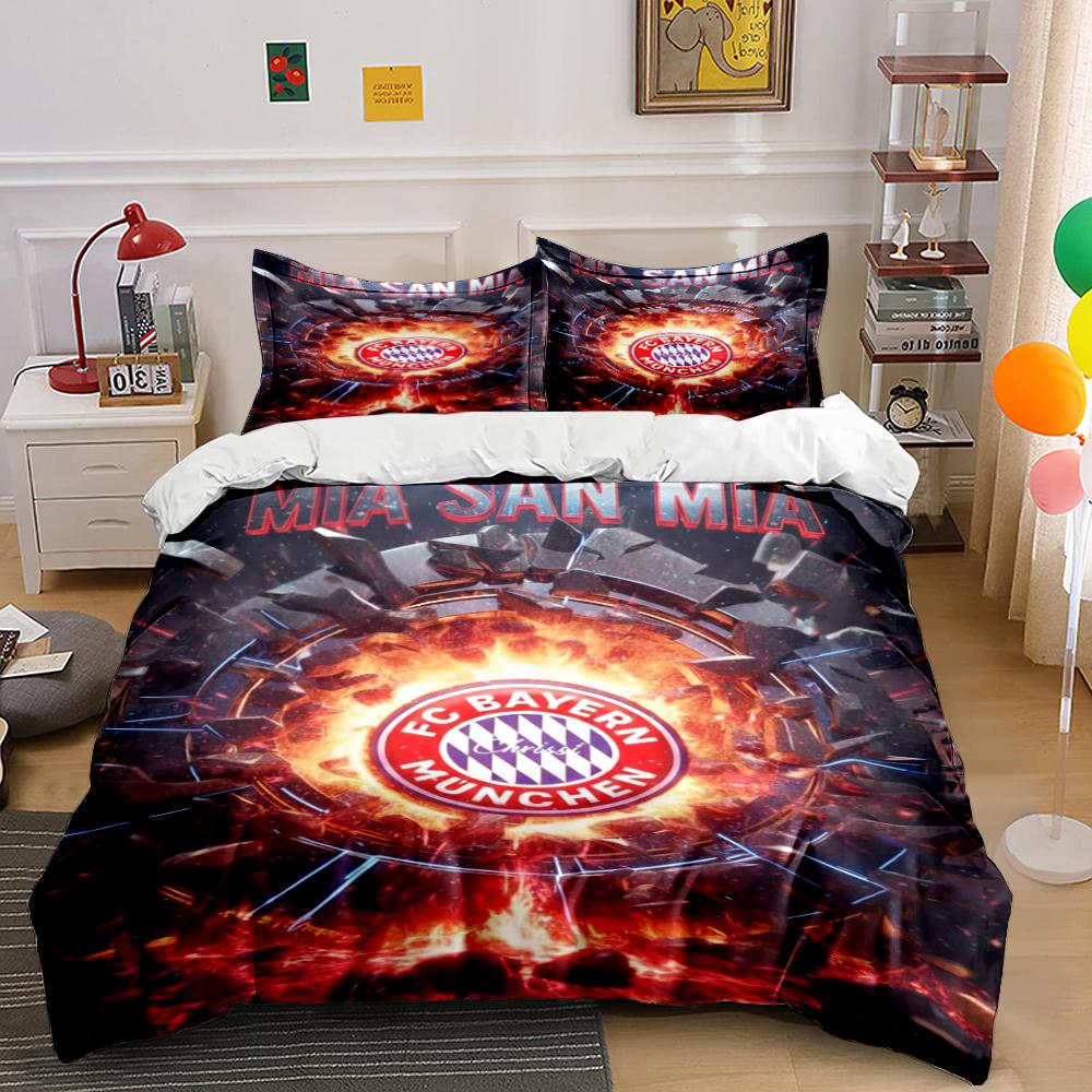 FC Bayern Munich Bedding Set Bedding Set (1 Duvet Cover, 2 Pillowcases, Duvet Not Included)