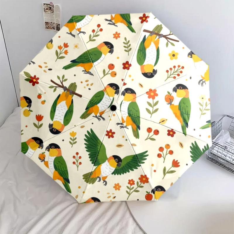 1 PC Automatic Folding Umbrella - Cute Parrot Pattern, Portable & Foldable Design with 8 Ribs, Christmas Birthday Gifts