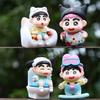 6pcs Crayon Shin Chan Bathing Driving Scene Model Ornament Set For Collectors And Kids