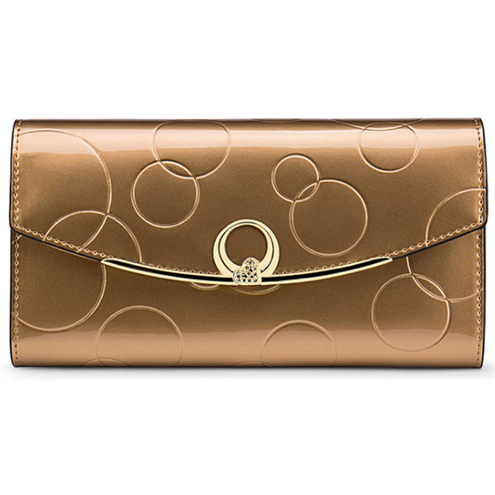 Женский большой эмалированный длинный кошелек FUPUTWO с трехскладным держателем для карт Золото 5990₽