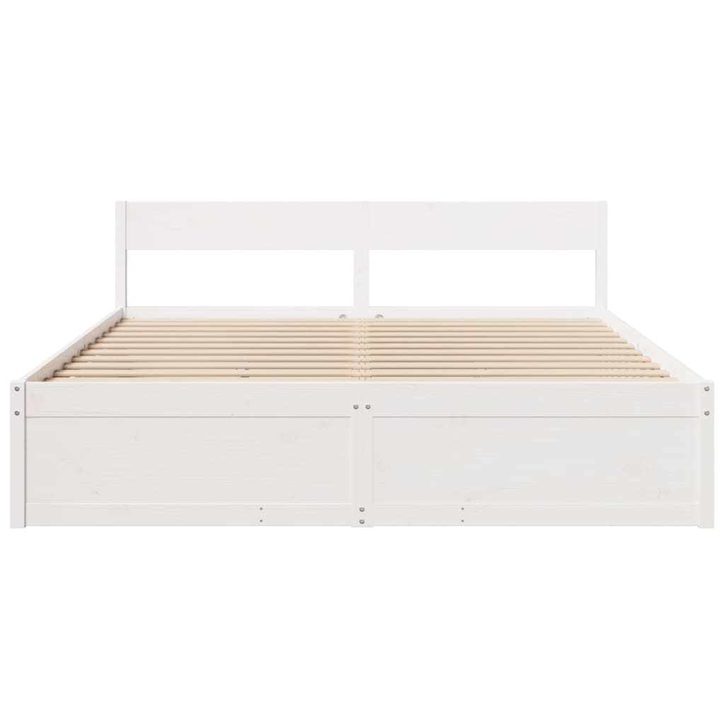 Vidaxl Bed Frame Without Mattress, White, 180X200 Cm, Solid Pine Wood