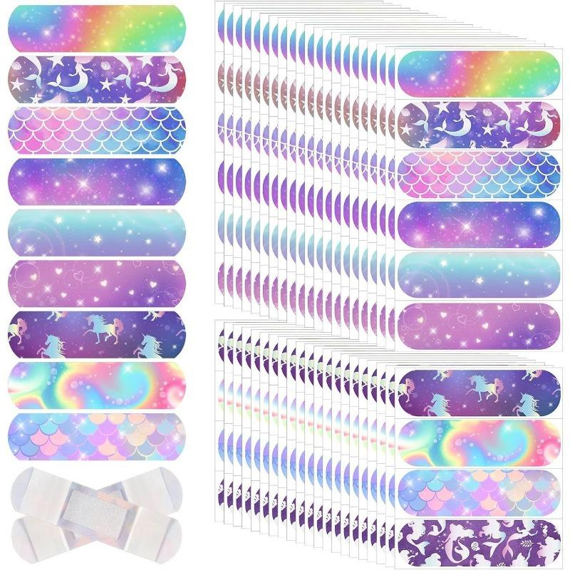 10Pcs Starry Night Sky Mermaid Horse Band Aid Cartoon Wound Plaster for Kids Children Girls Rising Patch Adhesive Bandages