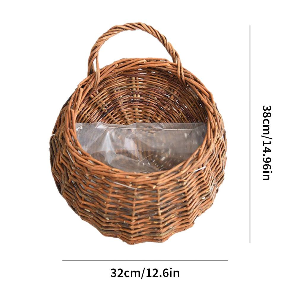 Hanging Planter Wall Mounted Basket Handmade Wicker Flower Pot Woven Rattan Flower Plant Basket Balcony Garden Home Decor