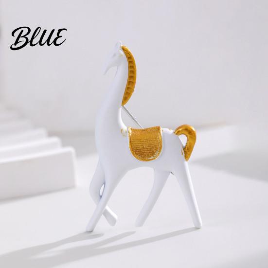 Simple Horse Design Accessory Minimalist Brooch White Black Alloy Lapel