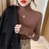 New Autumn and Winter Half-high Neck German Velvet Warm Slim Base Shirt for Women Solid Color Versatile Long-sleeved T-shirt Top