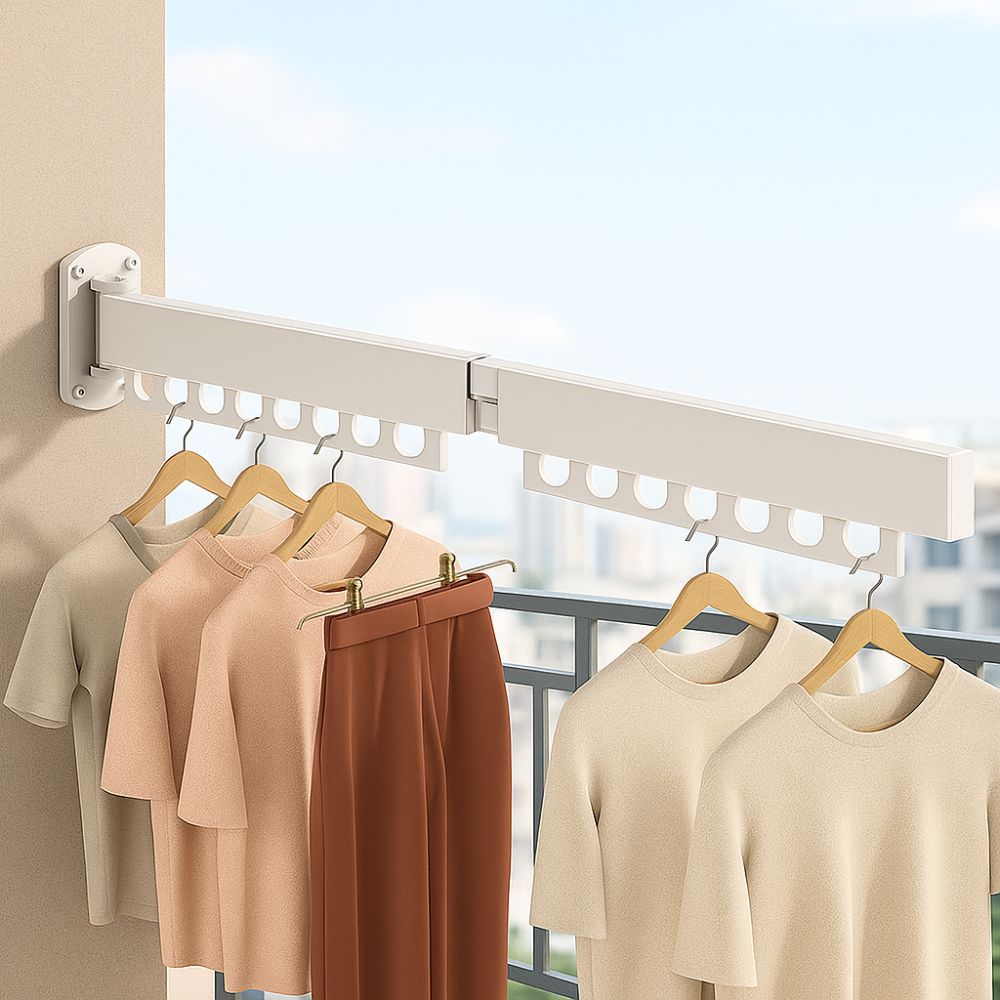Rust-proof Wall Mount Clothes Hanger Stainless Steel Retractable Clothes Rack  Outdoor