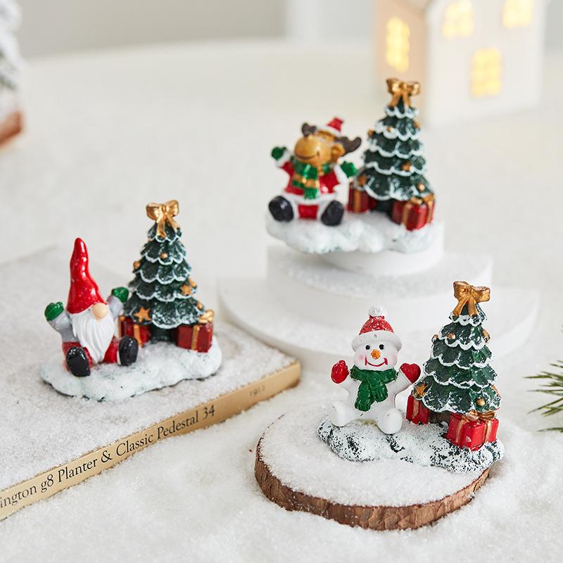 New Resin Santa Claus Small House Decoration Hotel Shopping Mall Showcase Desktop Holiday Scene Decoration