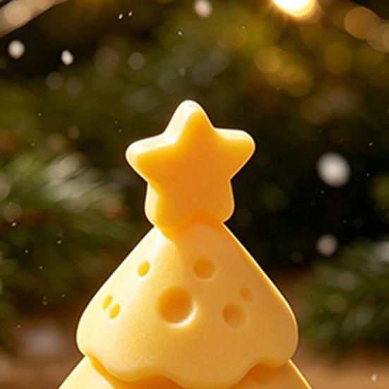 Desktop Aesthetic Figurine 3D Printed Cheese Christmas Tree Ornament, Creative with PLA Material Arts Crafts Star Topper, Cute Xmas Ornaments for Home