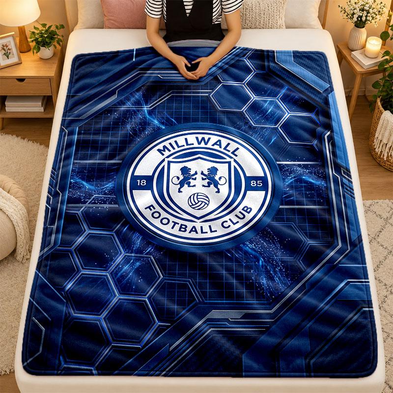 Flannel BlanketMillwall Football Warm Soft Throw Blanket for Indoor Sofa Bed Living Room Use