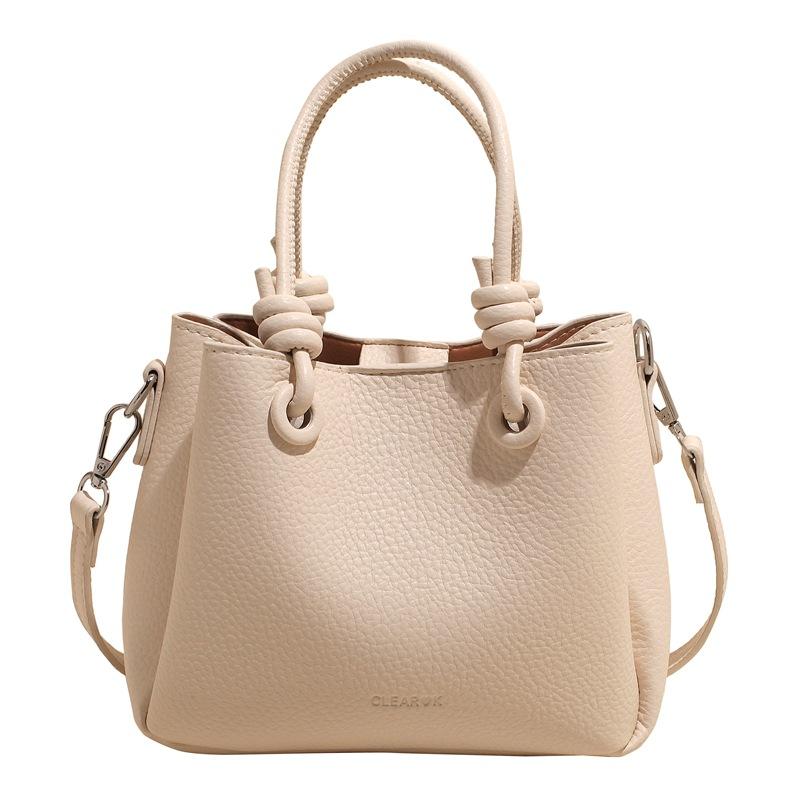 New fashionable and simple lychee pattern portable bucket bag niche design commuter versatile messenger bag women