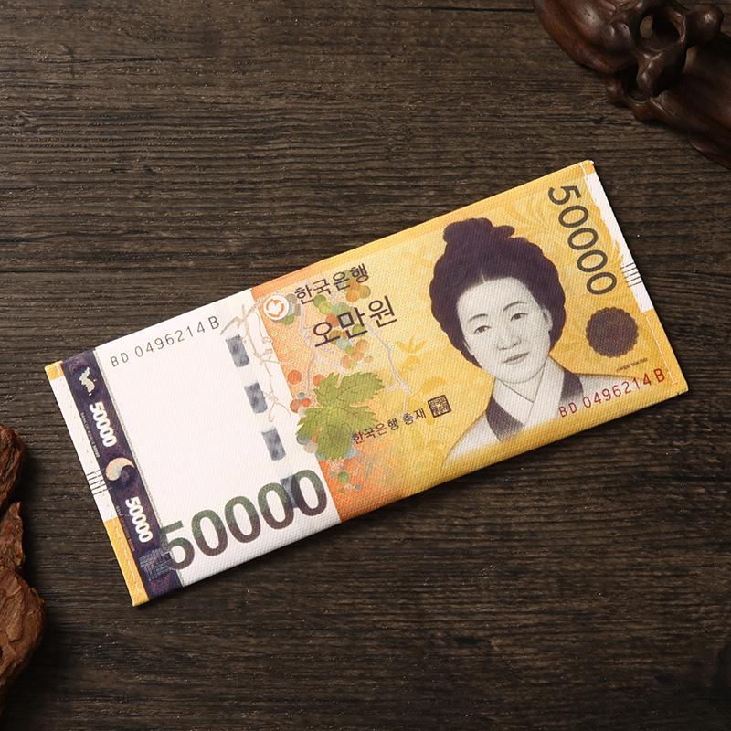Men's Creative Wallet: Currency Print Canvas Card Holder, Customizable Designs Available