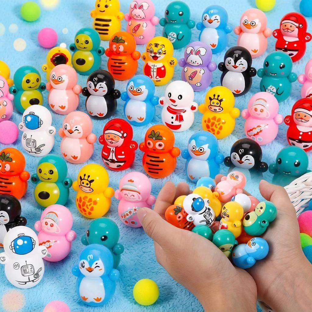 10Pcs Mini Tumbler Cartoon Doll Desktop Stress Relief Shaking Head Fidget Toy Children'S Gift Mini Roller Fun Puzzle Amusement