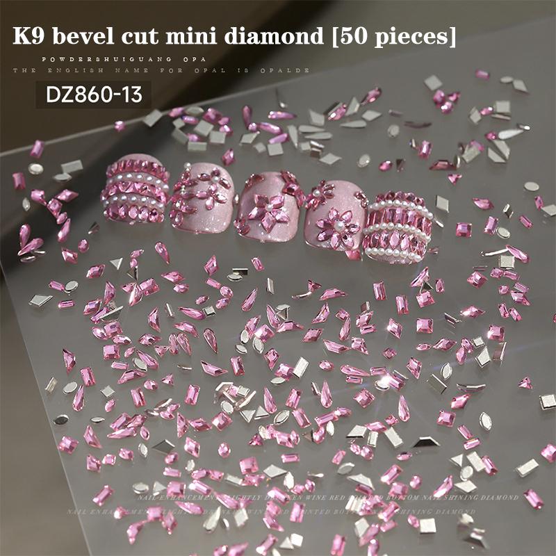 50Pcs Nail Mini Glass Charming Sparkling   Collection Mixed Color Luxury Manicure Decorations Accessories