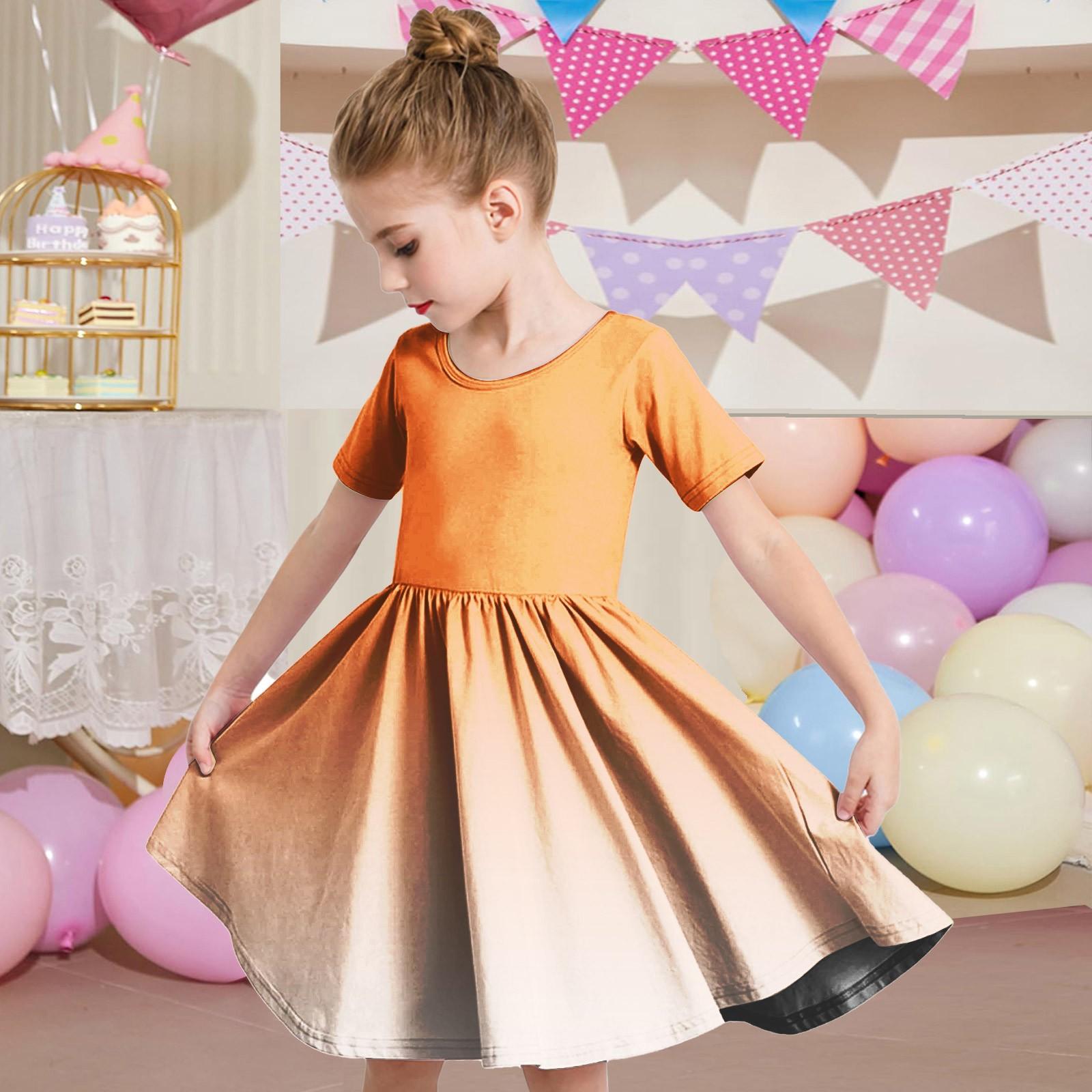 

Летнее платье для девочек, платье для малышей, однотонное повседневное платье-футболка с коротким рукавом А-силуэта 130