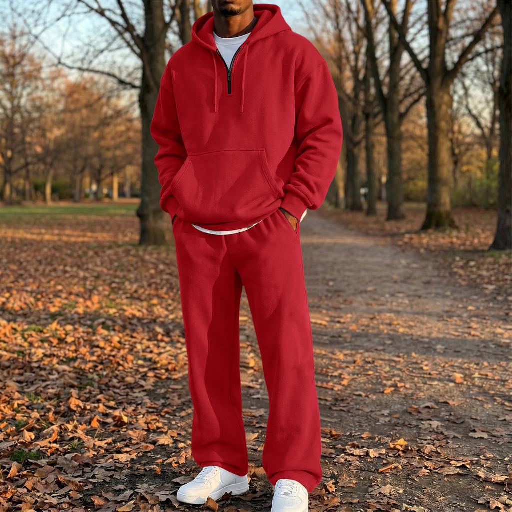 Herren 2-teiliges Set: Reißverschluss-Kapuzenpullover und Jogginghose mit elastischem Bund für Outdoor-Sport und Freizeit