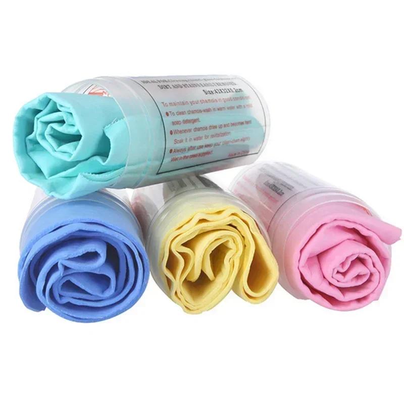 Pet Bath Towels Synthetic Deerskin Strong Absorbing Water Clean Towel Soft Lint-free Quick-drying Bath Towel with Storage Bucket