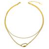Accessories Light Luxury 18K Titanium Steel Clavicle Chain Female Geometric Oval Buckle Double Layer Stacked Necklace
