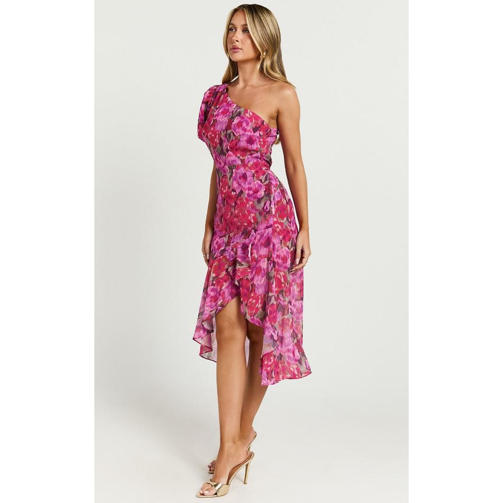 New Fashion Women's Printed Ruffle Hem Dress for European & American