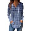 Women's Casual Fashion Color V Neck Long Sleeve Button Hoodie Tops