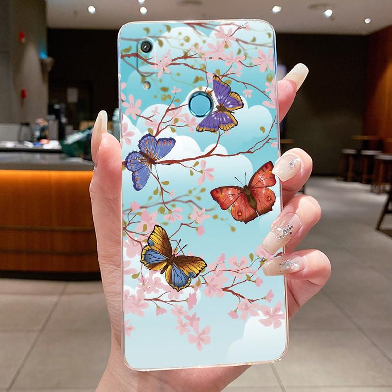 Casing For Huawei Y6 2019 Case Clear Soft Silicone Pretty Butterfly Flower Cover For Coque Huawei Y6 Prime Y 6 2019 MRD-LX1 Case