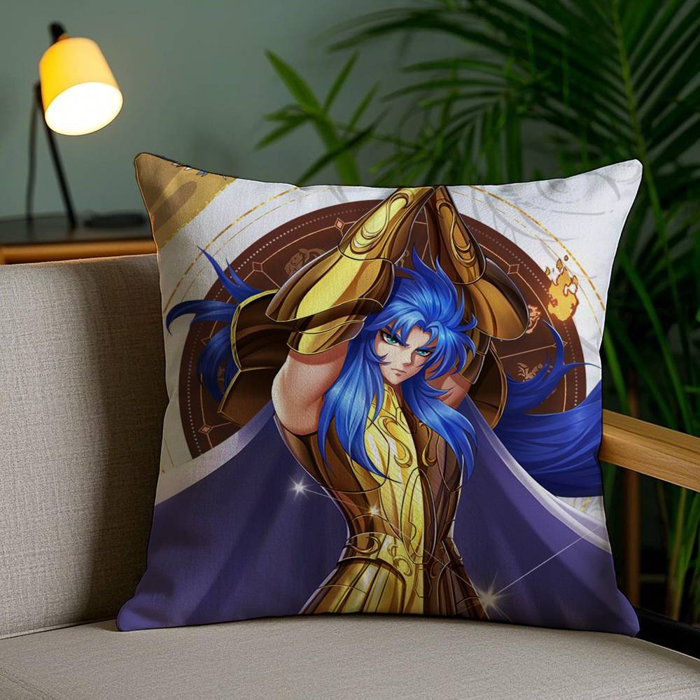 Animation 12 Gold S-Saint S-Seiya Pillow Case Home Dorm Chair Back Short Plush Double-sided Printing Office Cushion Cover
