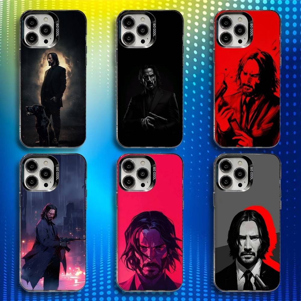 Custodia per Telefono Film J-John Wick Per iPhone 16,15,14,13,12,11,Mini,Pro,SE,MAX Bianca Opaca Cover Antiurto