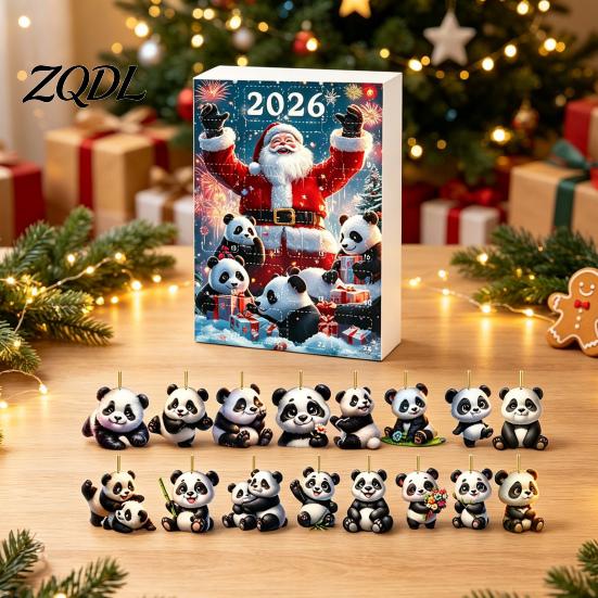 2026 Holiday Countdown Box Panda Advent Calendars 2026, 2D Acrylic Cute Hanging Ornaments for Unique Theme Calendar Xmas Tree, 24 Days Christmas