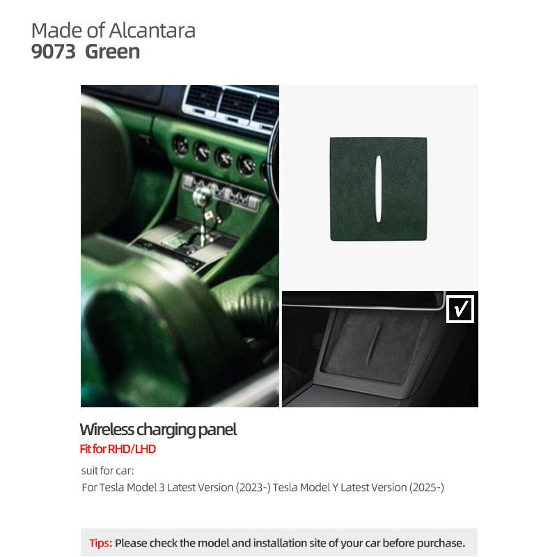 For Tesla 2018- Model 3 Highland Y Juniper Made of Alcantara Wireless Charge Panel Trim Sticker Cup Mat Car Interior Accessories