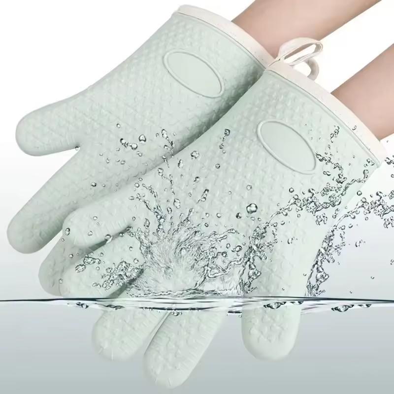 1Pc Thickened Anti-Scald Silicone Gloves Heat Resistant for Microwave Oven Baking BBQ Anti-Slip Heat Insulation Mitts