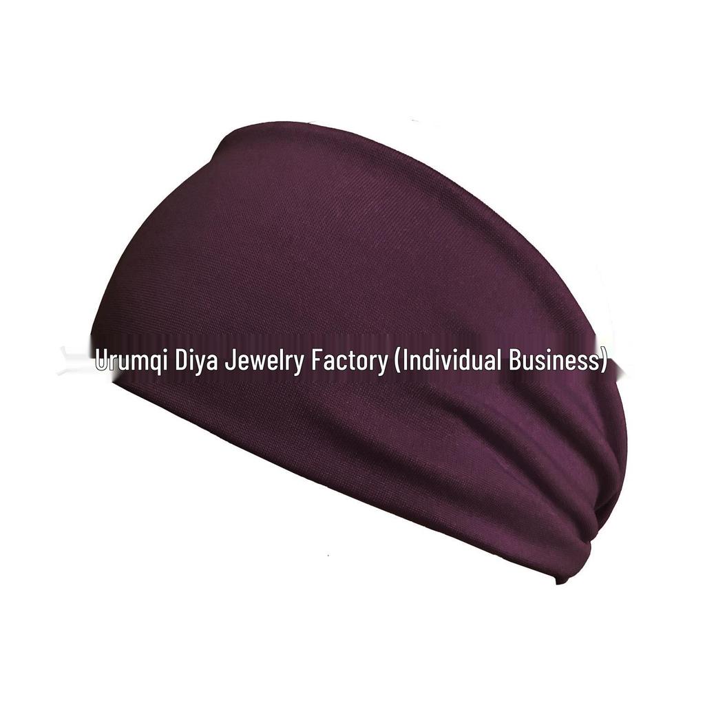 Unisex Elastic Sports & Yoga Headbands, Sweat-Absorbing Cotton Hair Accessories, Solid Colors