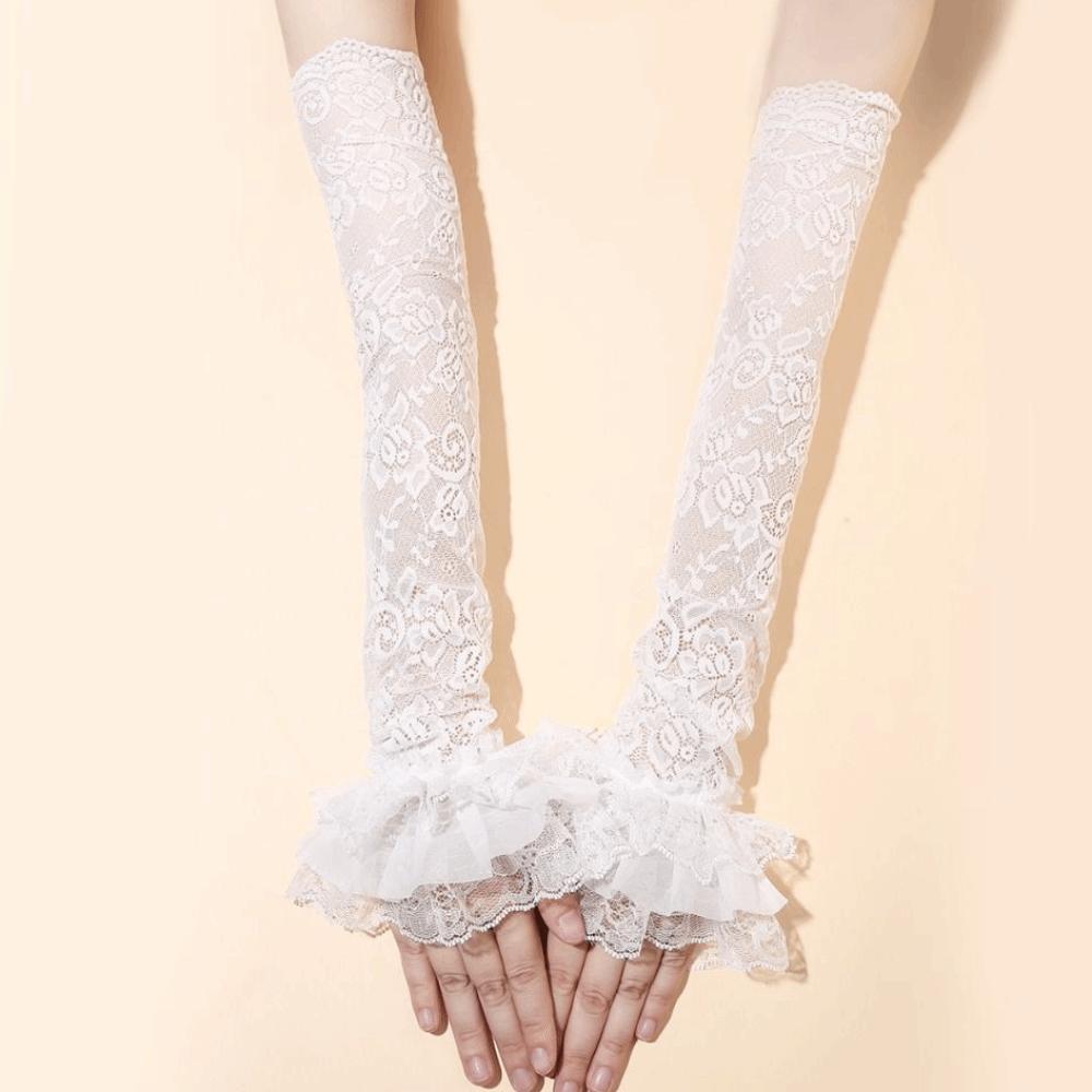 Thin Lace Ice Silk Sleeves Hollow Long Sleeved Arm Cover Simple Sunscreen Arm Sleeve Women