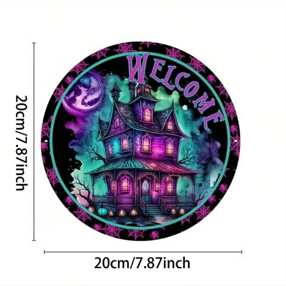 Halloween Welcome Sign Gothic Wall Art Porch Entry Decor