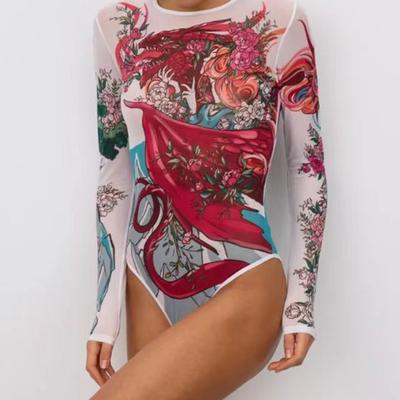 Damen Mesh Sonnenschutz Einteiler Badeanzug, Frisch Und Sexy Langärmeliger Sonnenschutz Badebekleidung