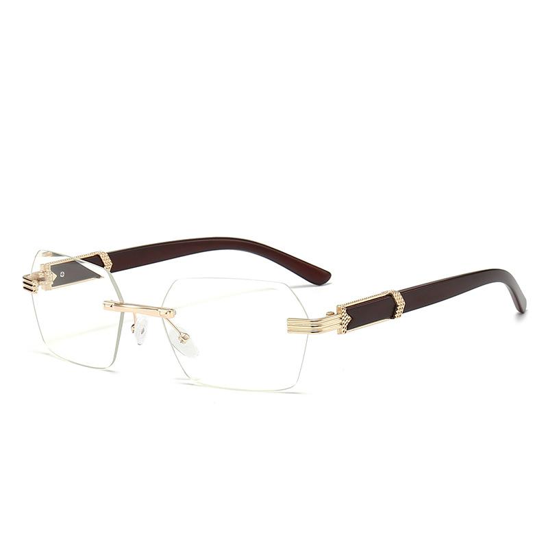 Wooden Frame Sunglasses For Men Women Fashion Rimless Rectangle Eyewear Populor Gradient Lenses Outdoor Driving Sun Glasses