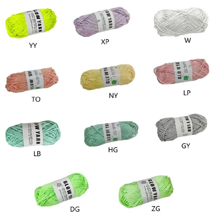 2mm Glowing Cotton Yarn for Handmade Hat Crochet Thread Supplies Knitting Yarn