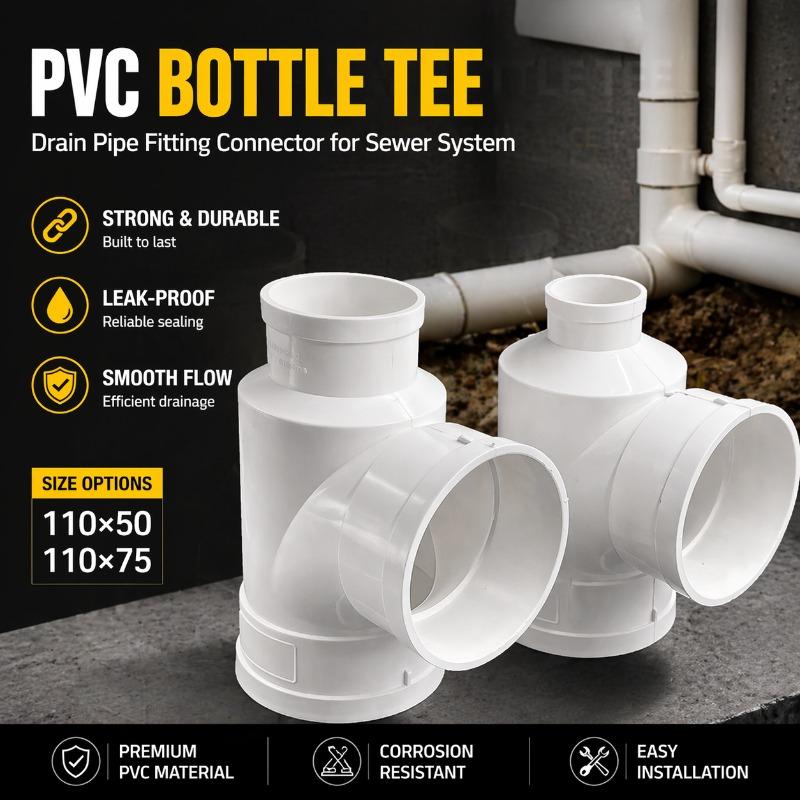 Durable Bottle Shaped Three Way Joint PVC Drain Accessory Standard Pipe Adapter Wearproof Y Shape Garden Water Pipe Connector