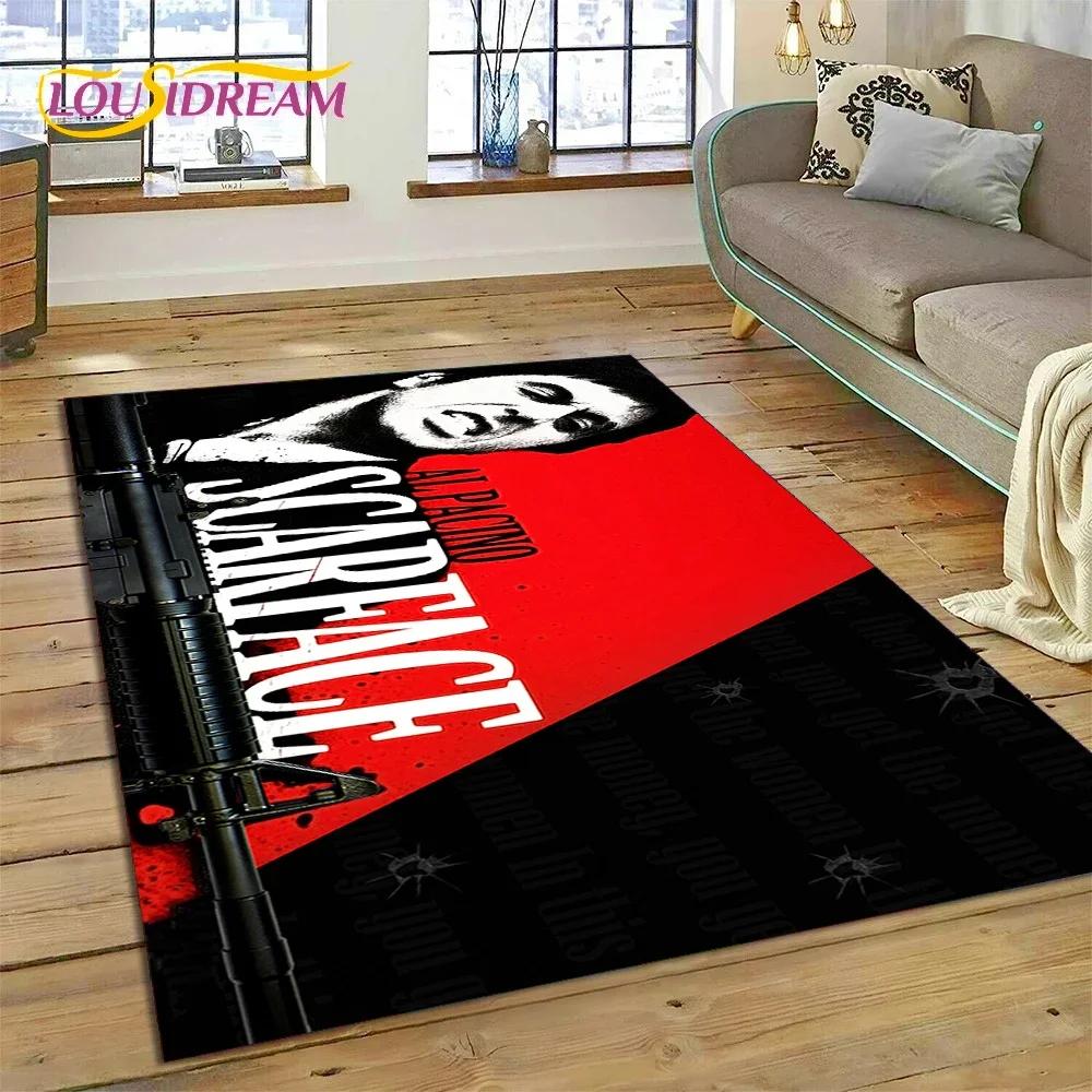 Tappeto Tappeto Movie 3D Printing Scarface Tony per Camera da Letto Soggiorno Casa Decorazione Divano, Tappetino Gioco Bambini Grande Decorazione Pavimento Regalo