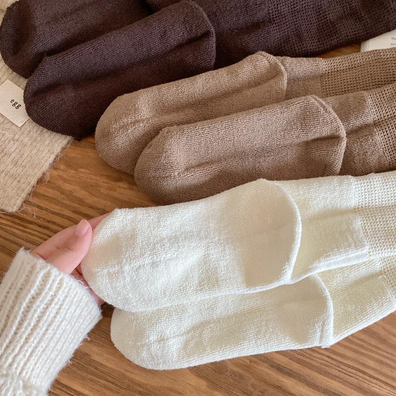 Autumn And Winter Stockings Children Thickened Terry Bottom Warm Medium Tube Stacking Socks Calf Socks Women