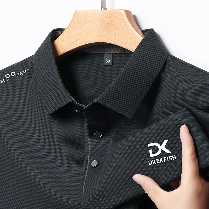 New Men'S Business Casual Long Sleeved Shirt With Badge Solid Color Polo Shirt Fashionable Breathable Comfortable Versatile Top