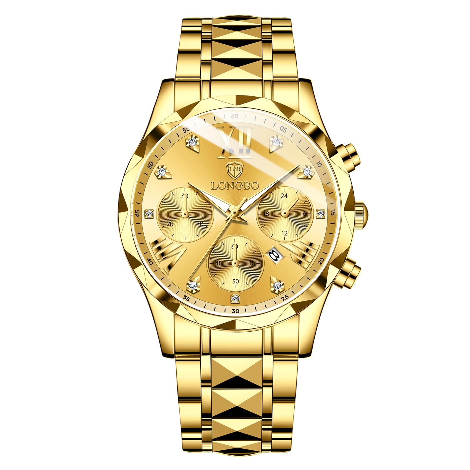 

Стильный Хронограф Бизнес Кварцевый Нержавеющая Сталь Сапфировый Люминесцентный Лучший Подарок для Мужчин Мужские Наручные Часы, Мужской Механизм, Ремешок, Кристалл, Водонепроницаемые,